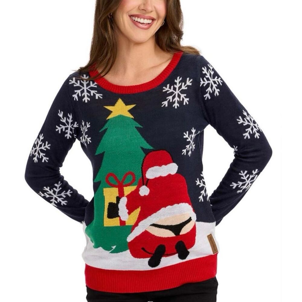 Tipsy Elves Women's Winter Whale Tale Santa's Christmas Knit Ugly Sweater Size M